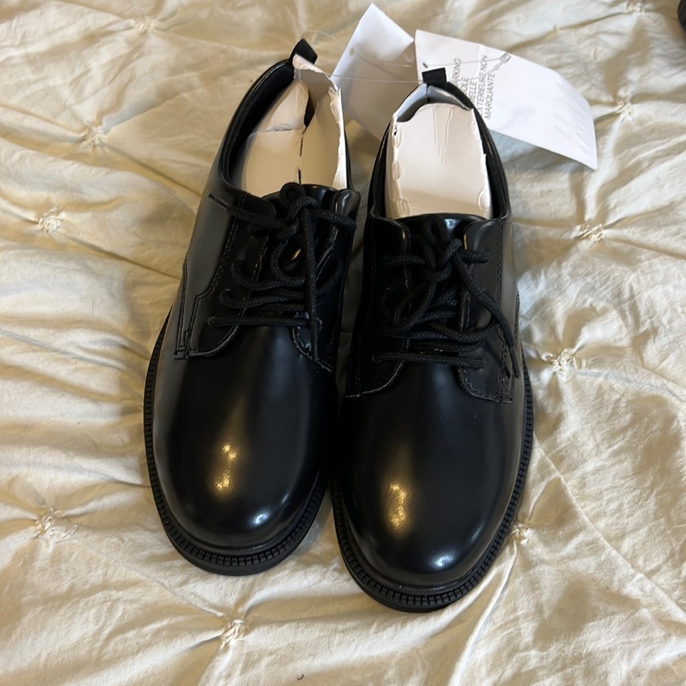 Little boys black derby shoes